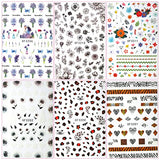 LoveOurHome 12 Sheet Nail Art Sticker Letter Flower Leopard Lace Gem Jewelry Nails Stickers Decals Fingernails Tattoo Manicure Design Decorations for Women Girls