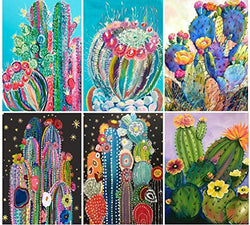 6 Sets Diamond Painting by Numbers Kits Cactus for Adult Kids 5D Full Drill Paint by Numbers Birthday Christmas Housewarming Gifts (F Pack of 6 Sets)