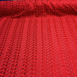 Cotton Eyelet Spiral Embroidery Fabric 44 (Red)