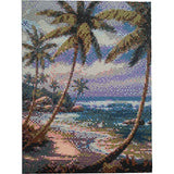 5D DIY Diamond Painting Beach Sea Canvas Pictures Dot by Number Kits Full Drill Seashore Scenery Coconut Tree Arts and Crafts Cross-Stitch Patterns for Living Room Bedroom Kitchen Bathroom