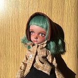 (15-16CM) 1/6 BJD YOSD Doll Wig / BJD Doll Long Curly Wig / Peacock-Green FBE073
