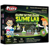 Playz Glow in The Dark Slime Lab Science Kit w/ 19+ Experiments to Make Glowing Dough, Scented Fluffy Slime, Luminescent Blood, Shampoo Slime, & Sticky Fish Through Gooey Science Activities