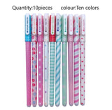 10pieces Color Pens,Cute Multi Colors Gel Ink Pens,Transparent Case,0.5mm Gel Ink Pens.for School Office Supplies.Pin Type Ink Pen.