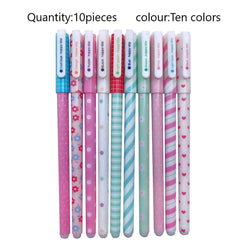 10pieces Color Pens,Cute Multi Colors Gel Ink Pens,Transparent Case,0.5mm Gel Ink Pens.for School Office Supplies.Pin Type Ink Pen.