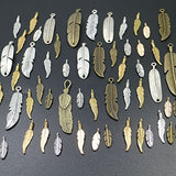 40pcs Mixed Antique Bronze/Antique Silver Feather Charms Pendants Jewelry Making Accessories DIY