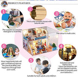 ROBOX Miniature Dollhouse DIY Kits 1/24 Scale Mini House Wooden Craft Models Miniature House Kit Sea-View Room with Furniture，Cover and Led Light