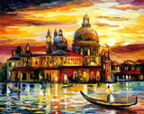 Paintings Of Italy Yellow Wall Decor On Canvas By Afremov Studio - The Golden Skies Of Venice