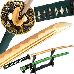 Japanese Handmade Real Sharp Full Tang Katana Sword Gold Blade