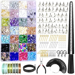 Ring Making Kit with 28 Colors Crystal Beads, Liyahog 1772pcs Jewelry Making kit with Crystal Gemstone Chip Beads, Jewelry Wire, Pliers and Ring Sizer Tools for Ring, Earring and Jewelry Making