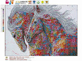 DIY Diamond Painting Kits for Adults, Two Horses Round Drill Rhinestone Embroidery Cross Stitch Supply Arts Craft Canvas Wall Decor 11.8x15.8 inch