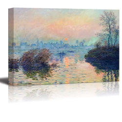 wall26 - Sun Setting Over The Seine at Lavacourt. Winter Effect by Claude Monet - Canvas Print Wall Art Famous Oil Painting Reproduction - 32" x 48"