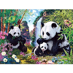Bealatt Diamond Painting Kits for Adults, Cute Panda 5D Diamond Painting Round Full Drill-Crystal Rhinestone Embroidery Paint by Number Kits Cross Stitch Arts Crafts for Home Wall Decor Gift 12x16inch