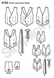 Simplicity 4762 Vest and Tie Sewing Pattern for Men and Boys, Size A (S-XL)