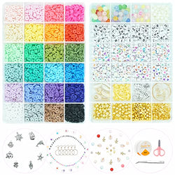 Anihee 8000pcs Clay Beads 2 Boxes Bracelet Making Kit, 24 Colors Polymer Clay Beads for Jewelry Making, DIY Bracelets Necklace Earrings Jewelry Making Kit, Crafts Gift Set for Girls Adults