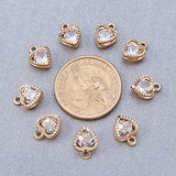 PH PandaHall 1Bag About 100 Pcs Cubic Zirconia Alloy Heart Shape Charms Sets for Jewelry Making