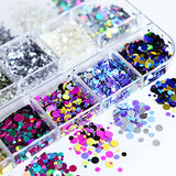 AddFavor 4 Boxes Nail Glitter Sequins Kit Mixed Shape Holographic Butterfly Flower Round Heart Nail Art Flakes for Women Girls Body/Face/Hair/Acrylic Nails Decoration Designs Accessories