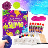 LanDino Slime Kit Supplies for Girls Boys Kids. DIY Slime Making Kit w/ 10oz Clear Slime Glue, 6 Neon Colors, Glow in The Dark Fun, Gold/Silver Glitter