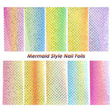 10 Sheets Mermaid Nail Foil Transfers Stickers, Holographic Iridescent Nail Art Decals Fish Scales Pattern Laser Starry Sky Nail Art Stickers Wraps DIY Decoration Manicure Design for Women Girls