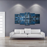 LevvArts - Chicago Downtown at Night Picture Canvas Print - Modern City Wall Art - Large 5 Panels Framed Artwork for Office Living Room Wall Decoration