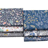 Hanjunzhao Quilting Fabric, Vintage Floral Gray Navy Blue Fat Quarters Fabric Bundles 18 x 22 inch