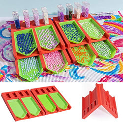 Diamond Painting Accessories and Tools Kits 2Pack Foldable Tray Organizer Diamond Art Accessories Kits for Adults Multi-Boat Holder for Tray Square Bead Storage Containers