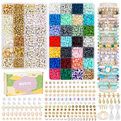 QUEFE 6700pcs, 28 Colors Clay Beads for Jewelry Making Kit, Bracelet Making Kit for Adults, Polymer Heishi Beads for Crafts Gifts