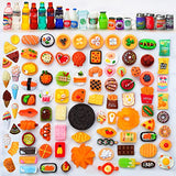 110 Pieces Mini Miniature Food Drinks Bottle Toys Soda Pop Cans Mixed Doll Foods Kitchen Play Resin Miniature Dollhouse Food Accessories Set for Adults Teenagers Dolls House