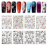 Makartt Halloween Nail Art Stickers Decals,Self-Adhesive DIY Nail Sticker Nail Decals Glow in The Dark Halloween Stickers 3D Design Halloween Decals for Halloween Party Pumpkin/Bat/Ghost/Witch 8Sheets