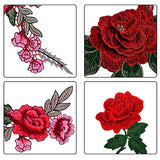 BronaGrand 10 Pieces 5 Pairs Embroidered Patches Rose Flower Sew on Patch Applique for DIY