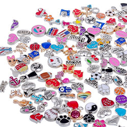 RUBYCA Wholesale 200pcs Floating Charms Lot for DIY Glass Living Memory Locket Mix Silver Gold