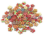 Pack of 50-55 PCS Flower Buttons-Mixed Wood Buttons Sewing Scrapbooking Flowers Shaped 2 Holes