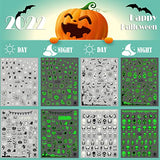 Halloween Nail Art Stickers Decals, 3D Luminous Halloween Skull Ghost Pumpkin Spider Bat Nail Design Self Adhesive Nail Stickers for Women Girls DIY Nail Art Decoration 8 Sheets