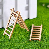 N/ hfjeigbeujfg Miniature Fairy Garden 3Pcs Mini Miniature Wooden Step Ladder Fairy Garden DIY Micro Landscape Decor