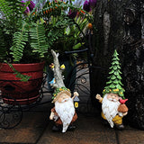 Garden Gnomes Statues - Unique Gnome Set of 2 Cute Gnomes by Harmony Code
