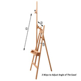 MEEDEN Large Painters Easel Adjustable Solid Beech Wood Artist Easel, Studio Easel for Adults with Brush Holder, Holds Canvas up to 48"