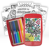 Colorpockit Coloring Kit Travel Art Set with Colored Pencils, 4x6 Coloring Cards, Built in Sharpener, Mess Free Trip Activities for Airplanes or Car, Valentine's Day Gift, 8.5 x 5, 34 pieces