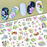 JMEOWIO 10 Sheets Spring Flower Nail Art Stickers Decals Self-Adhesive Pegatinas Uñas Leaves Summer Nail Supplies Nail Art Design Decoration Accessories