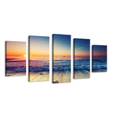 BIL-YOPIN Artwok Stretched Canvas Printing 5 Panels Waves Seascape Canvas Painting Set Wall Art Modern Prints for Home Decor