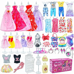 Baby Doll Clothes and Accessories - 101 Pcs Girl Dolls,5 Wedding Gowns 5 Fashion Dresses 10 Pairs Shoes for 11.5 inch Doll Girls Gift Age 5 6 7 8 9 10