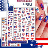 Independence Day Nail Art Stickers Decals, USA Flag Nail Self-Adhesive Sticker Designs, Patriotic American Nail Transfer Decal for 4th of July, Women Girls False Nails Manicure Art Holiday Decorations