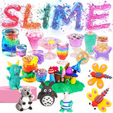 Scientoy Slime Kit, 110 Pcs Slime Kit for Girls Boys and Kids with Air Dry Clay and Crystal Slime, DIY Slime Making Kit Arts Crafts Toys with Supplies for Toddlers Age 5+