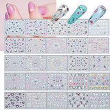 50 Sheets Butterfly Flower Nail Art Stickers Decals, White Colorful 3D Self-Adhesive Nail Art Design Decals, Professional Nail Art Decoration and Nail Crafting Design