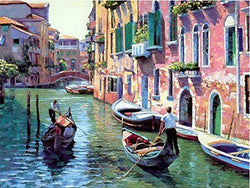 ABEUTY DIY Paint by Numbers for Adults Beginner - Italy Venice 16x20 inches Number Painting Office Home Decor Art (Wooden Framed)