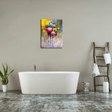chengjing Wall Art for Bathroom Bedroom Decor People in Rain Colorful Oil Painting Print on Canvas Picture Poster Wall Art Decoration Stretched and Framed Painting