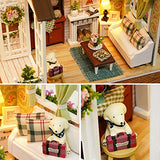 Spilay DIY Miniature Dollhouse Wooden Furniture Kit,Handmade Mini Retro Style Home Model with Dust Cover & Music Box ,1:24 Scale Creative Doll House Toys (Happy time) Z08