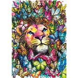 Diamond Painting kit for Adults and Children, DIY 5D Round Full Diamond Cross Stitch handicrafts, Used for Home Wall Decoration Art Crafts, Butterfly Lion (13.8x17.8inch)