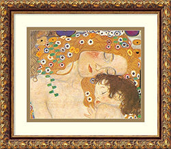 Amanti Art Framed Home Wall Art Prints | Three Ages of Woman - Mother and Child (Detail IV), 1905 by Gustav Klimt | Traditional, Vintage Decor, X-Small Antique Bronze, 70534