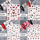 6 Sheets Butterfly Nail Stickers, 3D Black Butterfly Rose Moon Starlight Nail Stickers for Nail Art, Self-Adhesive Butterflies Decals DIY Women Nail Decoration