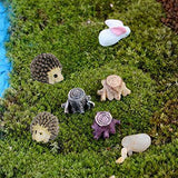 ATian Fairy Garden Accessories, 14pcs Miniature Garden Ornaments Set,Miniature Landscape Garden Decor Hedgehog Owl Ornaments DIY Dollhouse Plant Pot Household Fashion Furniture Mushroom Decoration