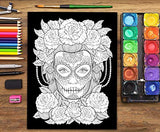 Dia De Los Muertos Sugar Skull Coloring Book: Midnight Edition